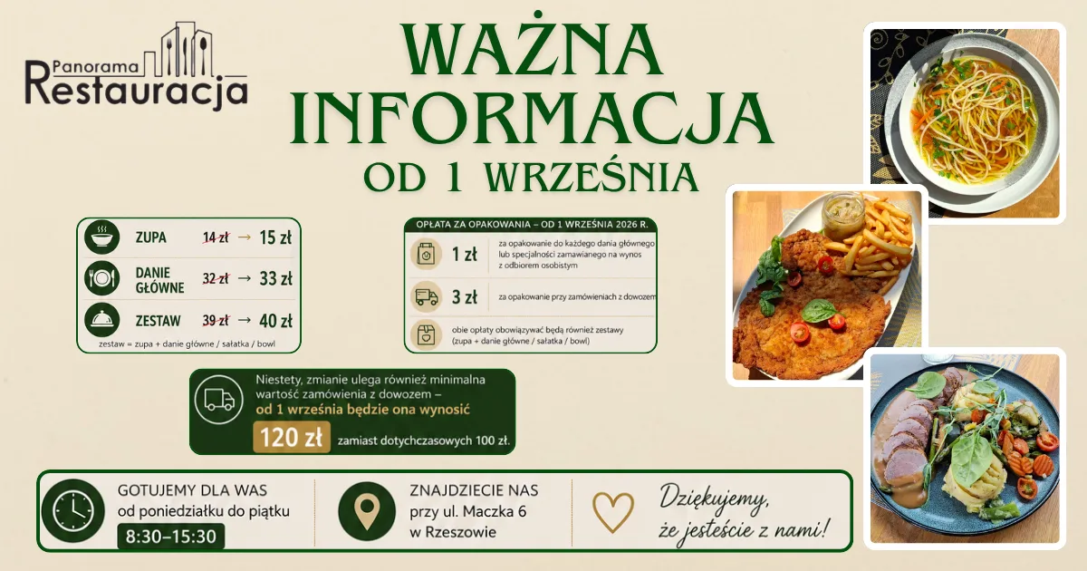 WAŻNA INFORMACJA - ZMIANY OD 1 WRZEŚNIA !!!